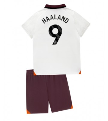 Manchester City Erling Haaland #9 Koszulka Wyjazdowych Dziecięca 2023-24 Krótki Rękaw (+ Krótkie spodenki)